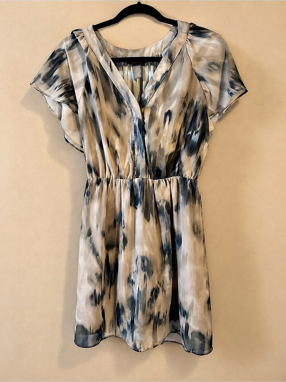 H&M Abstract Mini Dress in Blue & Gray Size Small